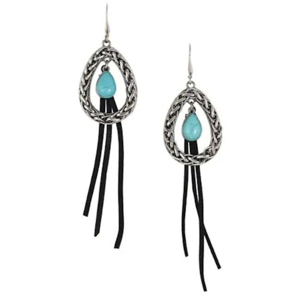Justin Boots Silver and Blue Teardrop Earrings